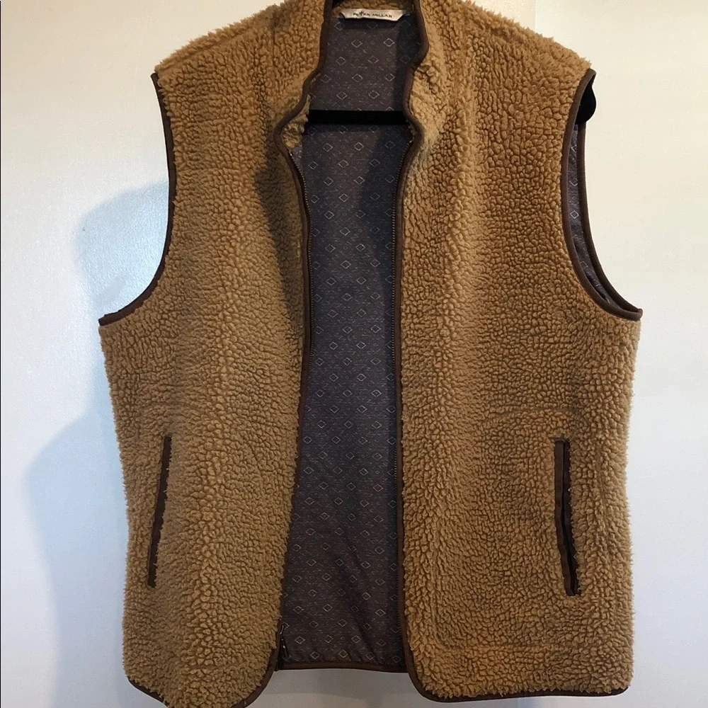 Peter Millar Tan Sherpa Fleece Vest - Picture 2 of 3